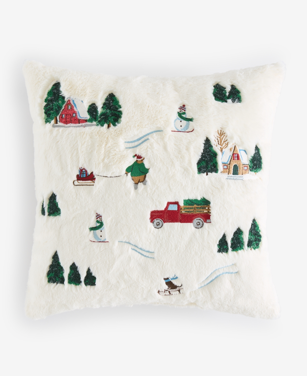 Holiday Lane Snow Village Decorative Pillow, 20" X 20", Exclusively For Macy's In White