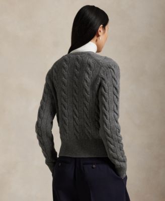 Women's Cable-Knit Wool-Cashmere Cardigan Sweater