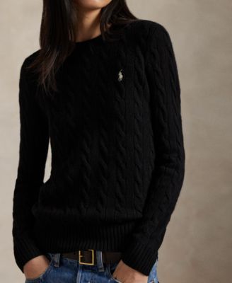 Women's Cable Wool-Cashmere Crew Neck Sweater