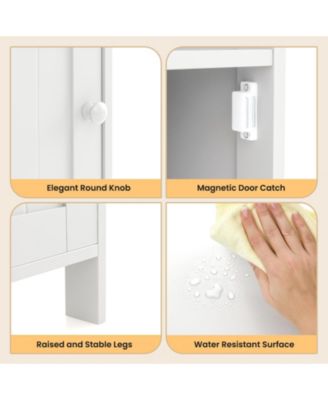 Bathroom Freestanding  Adjustable Shelf Floor Storage Cabinet