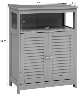 Wood Freestanding Bathroom Storage Cabinet with Double Shutter Door