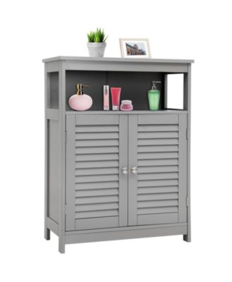 Wood Freestanding Bathroom Storage Cabinet with Double Shutter Door