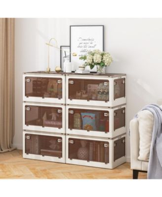 3-Pack Stackable Storage Bins with Lids with 5 Opening Ways