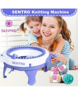 48-Needle Knitting Machine - Blue | Auto Knit Scarf, Hat, Sweater | Easy for Beginners, Includes Tools & Guide