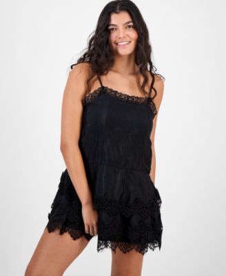 Women's Square-Neck Lace-Tiered Mini Dress, Macy's Exclusive 