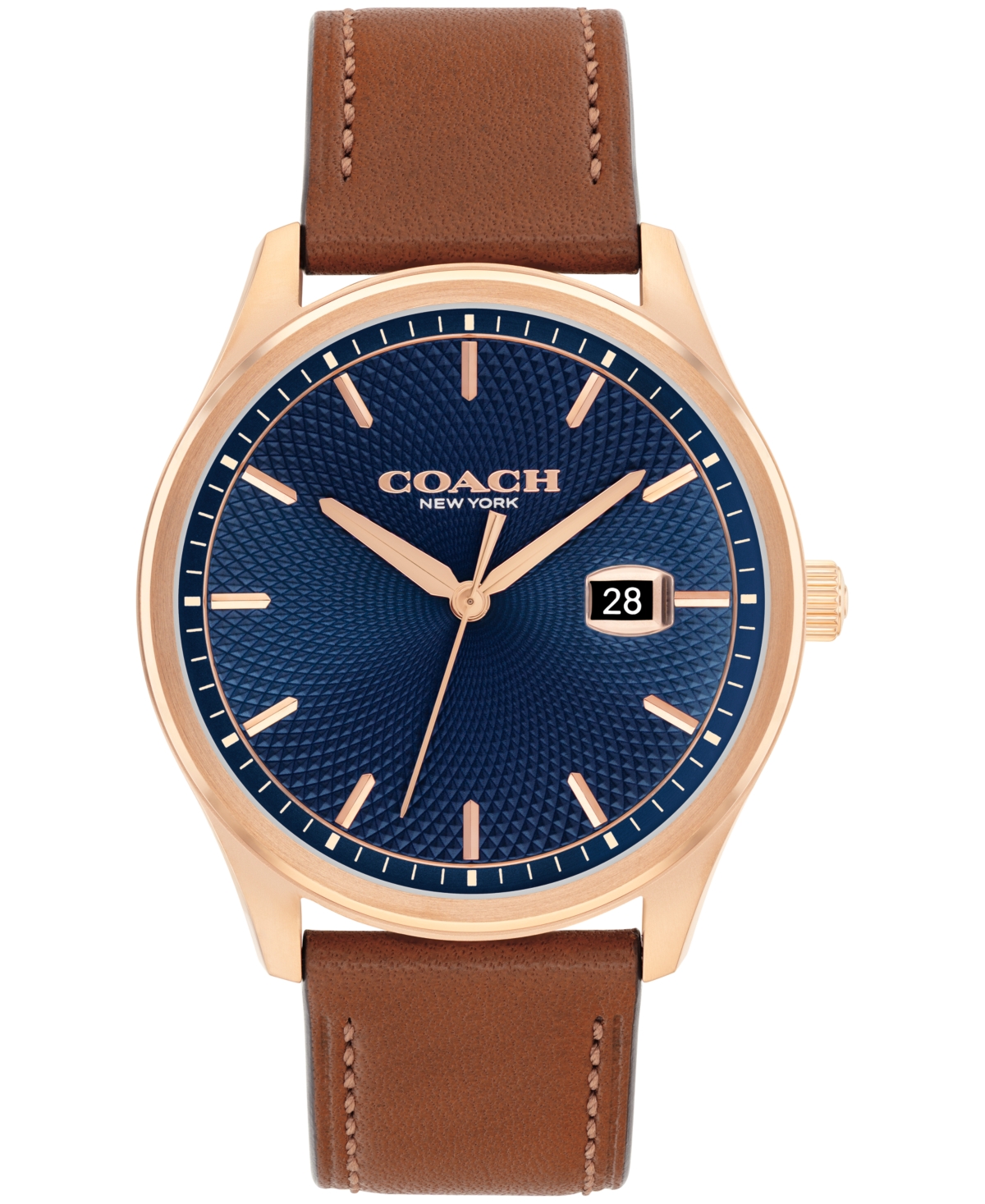 Coach Men's Oliver Saddle Leather Calfskin Strap Watch, 41mm