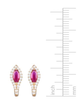Gemstone (5/8 ct. t.w.) & Diamond (1/4 ct. t.w.) Hoop Earrings in 14k Gold