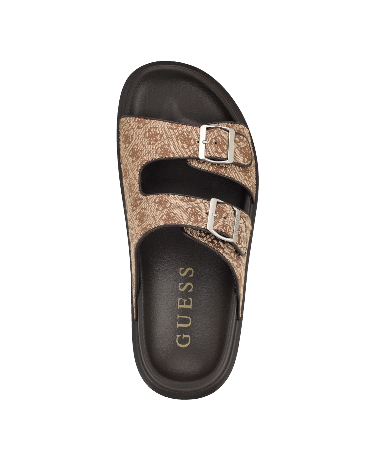 Guess Men's Verone Double Strap Fashion Slides In Brown