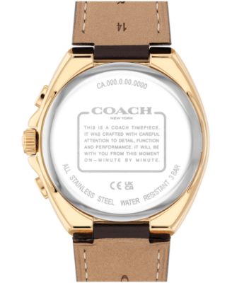 Men's Jackson Dark Brown Leather Calfskin Strap Watch, 44.1mm