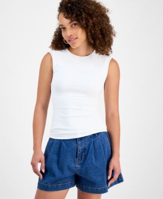 And Now This - Petite Crewneck Sleeveless Muscle Tank Top