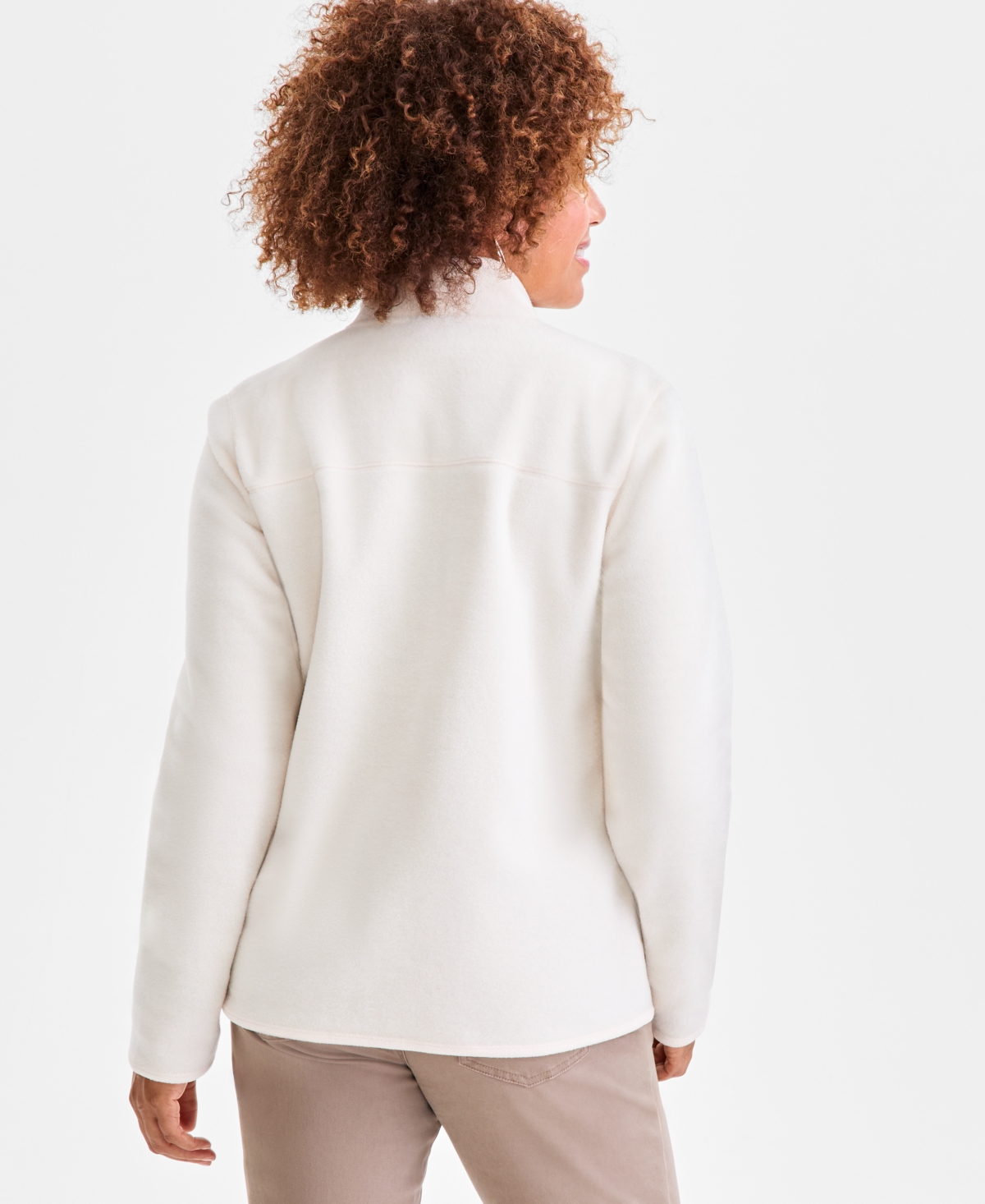 Style & Co Women's Polar Fleece Mock-neck Jacket, Created For Macy's In Brown