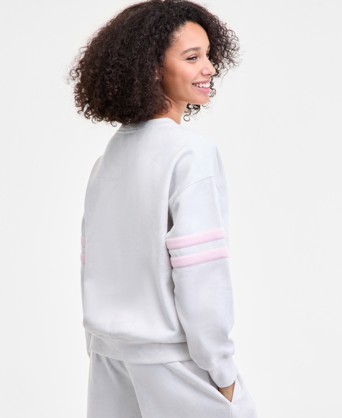 Madden Girl Juniors' 80's Patch Camo Crewneck Sweatshirt In White