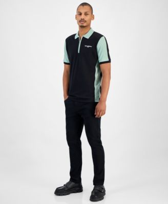 Men's Colorblocked Quarter-Zip Polo