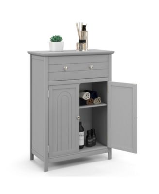 2-Door Freestanding Bathroom Cabinet with Drawer and Adjustable Shelf