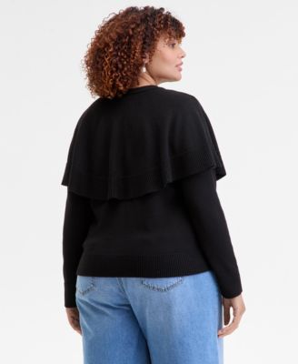 Trendy Plus Size Cape-Overlay Cardigan, Macy's Exclusive 