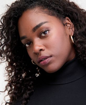 Trendy Plus Size Mock Neck Micro-Rib Top, Macy's Exclusive