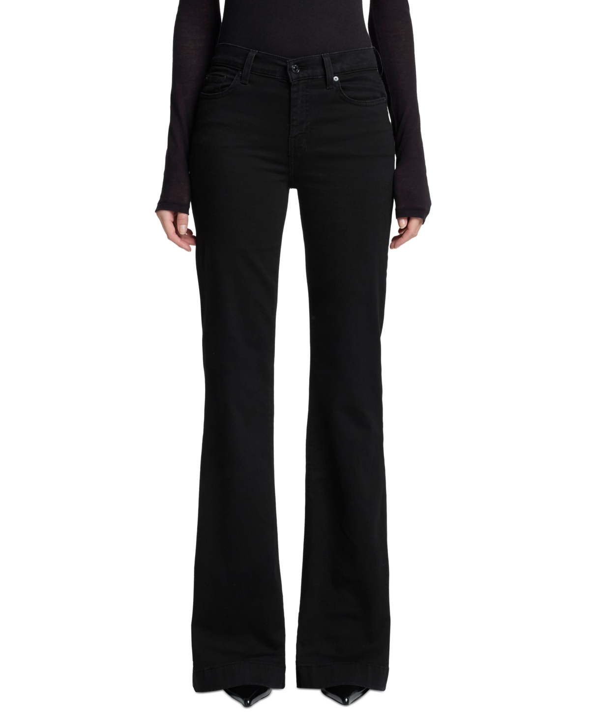 7 For All Mankind Women's Dojo Tailorless Flare-leg Jeans In Black