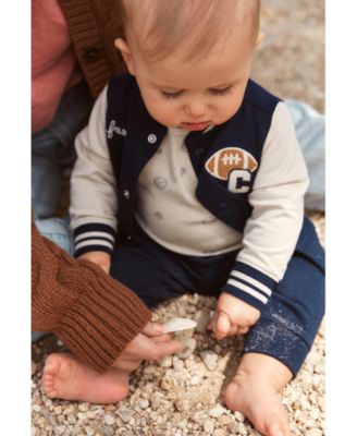 Baby Boys Cotton Varsity Freshman Little Jacket, Bodysuit & Pants, 3 Piece Set
