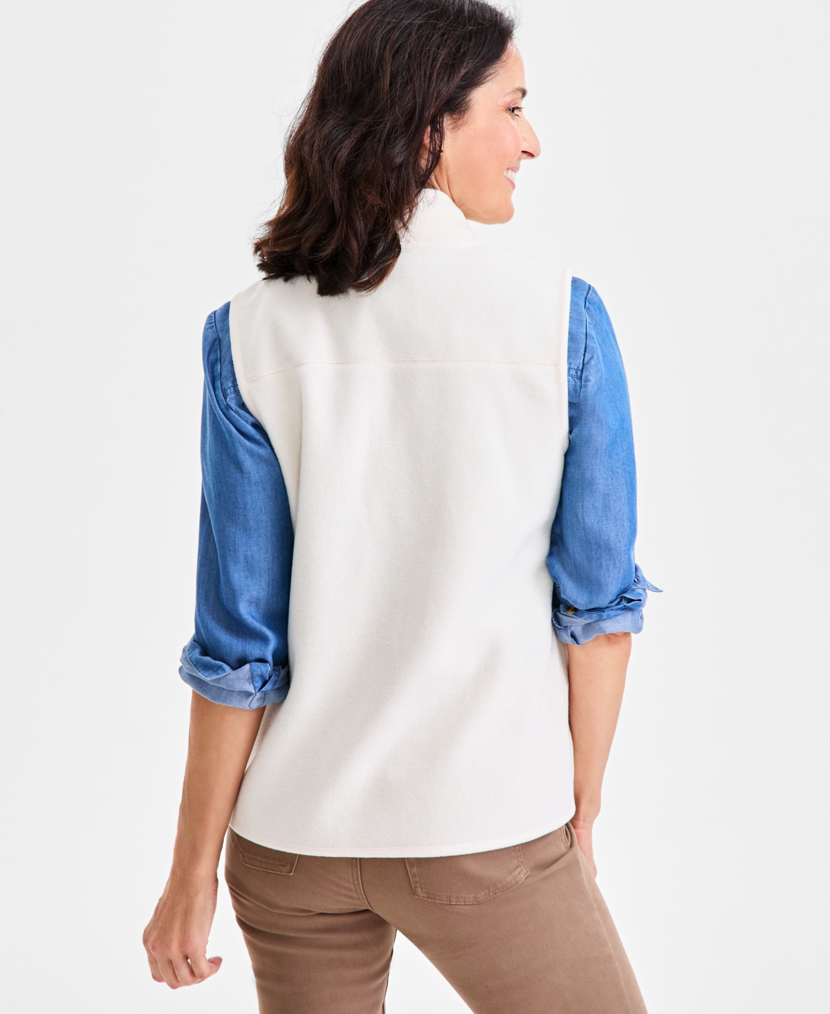 Style & Co Women's Zip-front Polar Fleece Vest, Created For Macy's In Brown