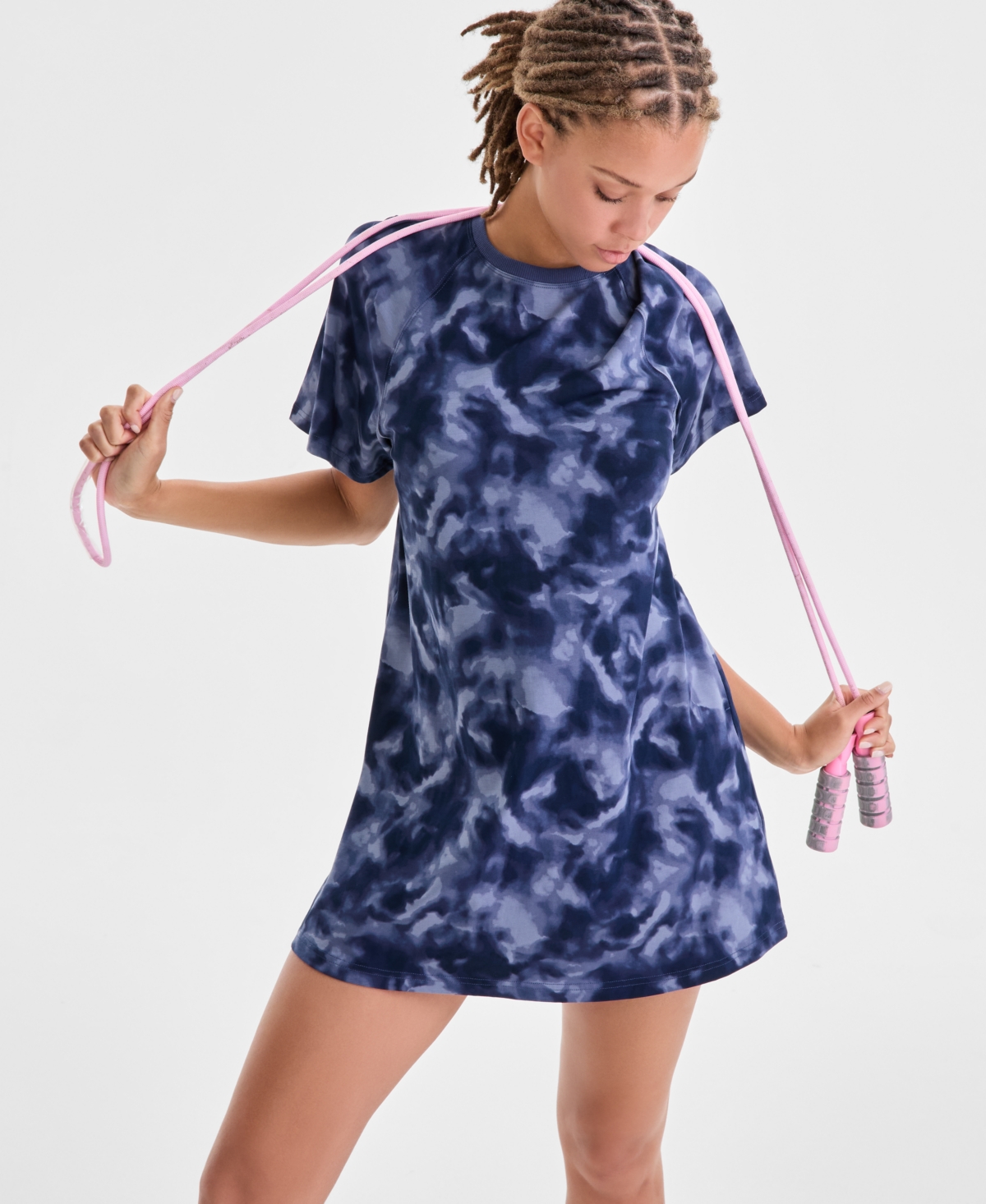 Id Ideology Women's Relaxed Smoky Dye Crewneck T-Shirt Dress, Macy's Exclusive