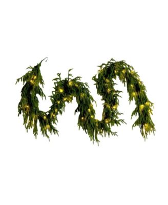 9" Pre-Lit Artificial Touch Norfolk Island Pine Garland LED Lights