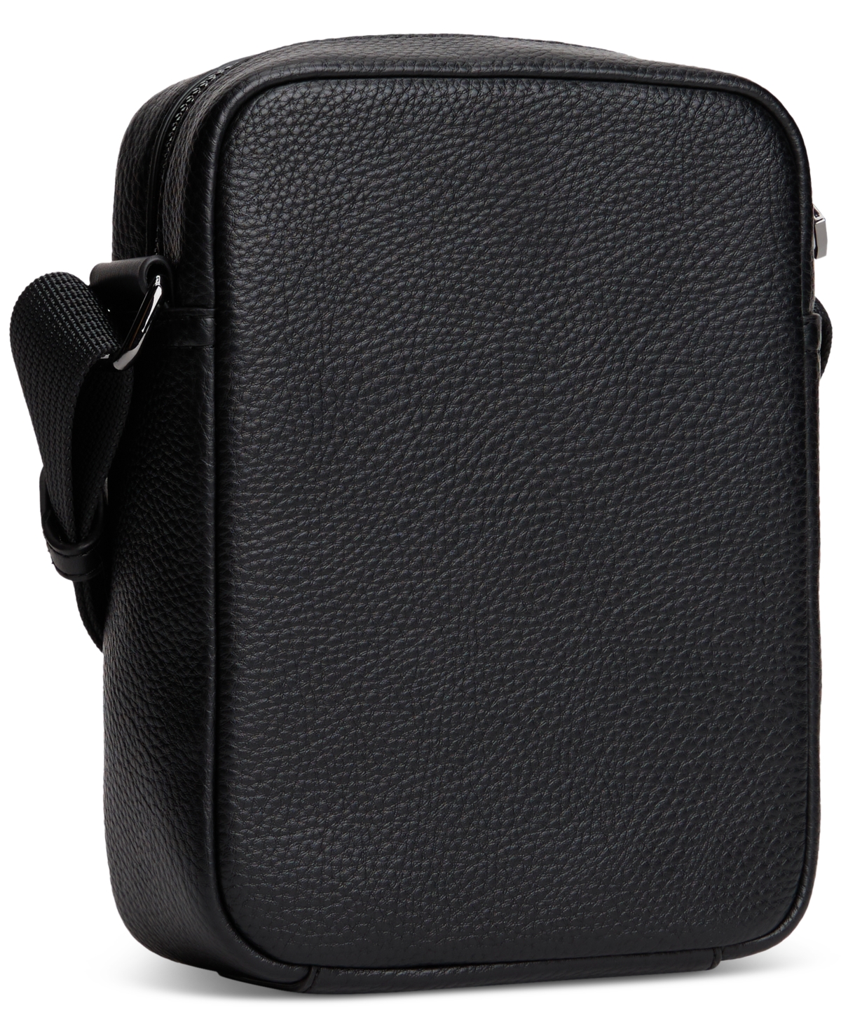 Tommy Hilfiger Logo Stripe Pebbled Mini Reporter Bag In Black