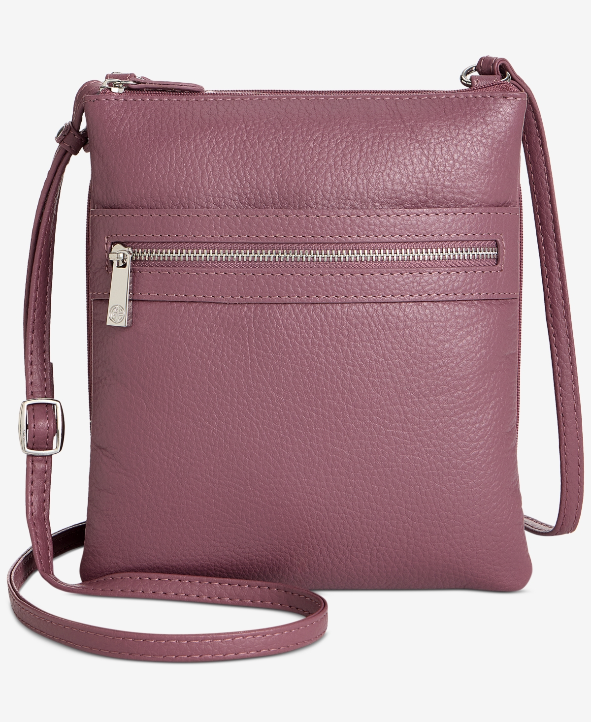 Giani Bernini Triple-zip Pebble Leather Dasher Crossbody, Created For Macy's In Brown