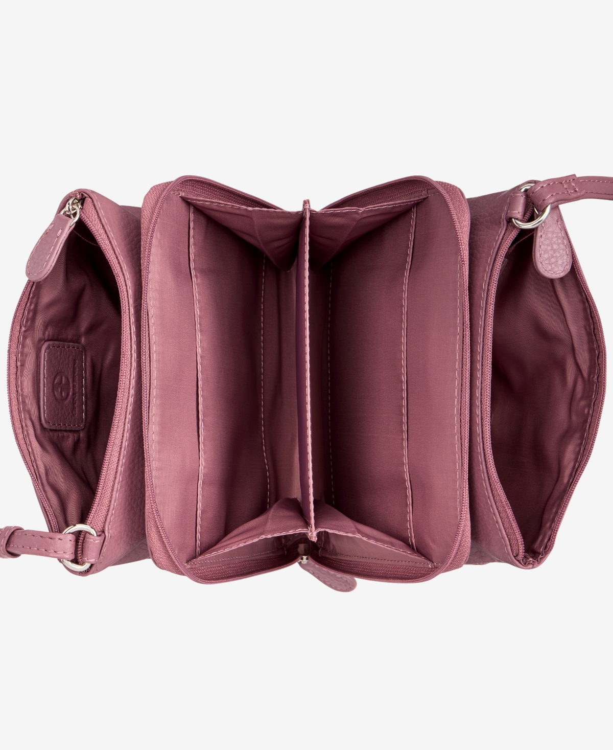 Giani Bernini Triple-zip Pebble Leather Dasher Crossbody, Created For Macy's In Brown
