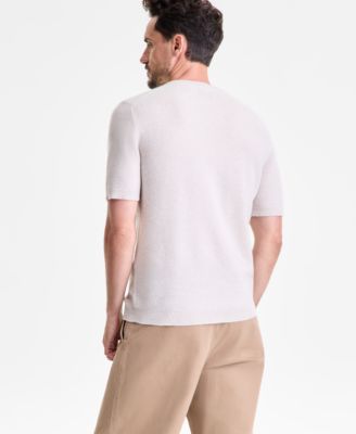 Men's Regular-Fit Textured 100% Cashmere V-Neck Sweater T-Shirt, Macy's Exclusive