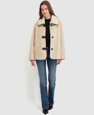 Women's Reversible Faux-Shearling Button-Front Coat