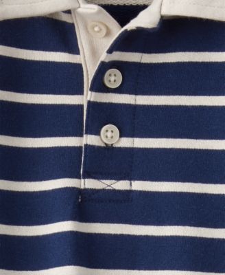 Baby Boys Cotton Long-Sleeve Striped Polo Jumpsuit