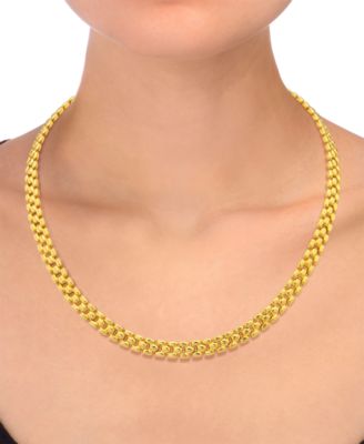 Panther Chain Link 18" Collar Necklace in 14k Gold
