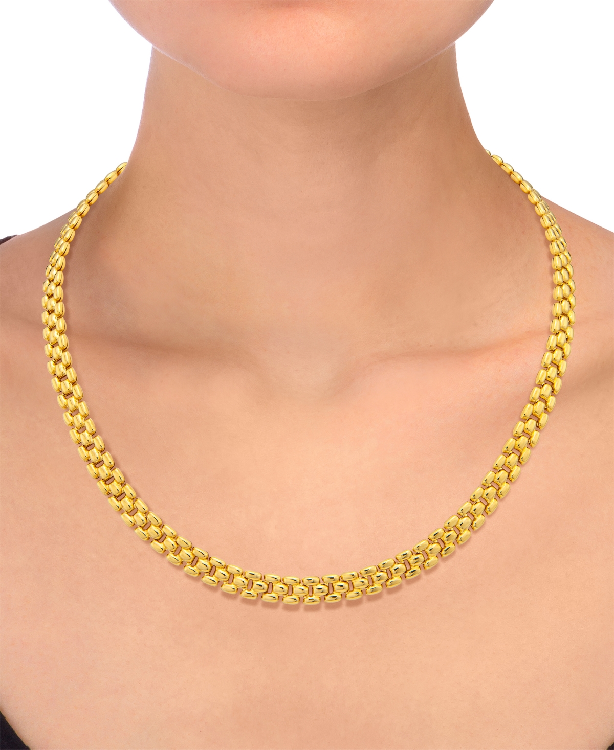 Macy's Panther Chain Link 18" Collar Necklace In 14k Gold In Gold