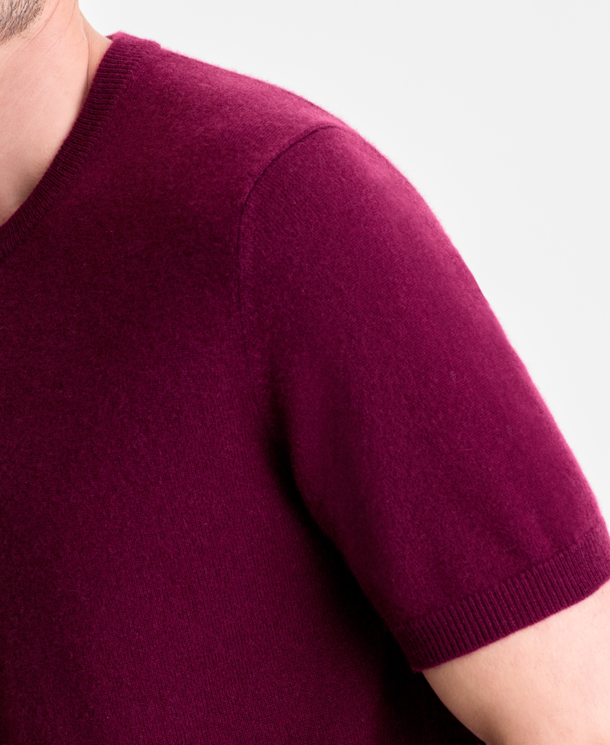 Club Room Men's Regular-fit Textured 100% Cashmere Sweater T-shirt, Macy's Exclusive In Red