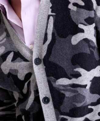 Men's 100% Cashmere Camo-Print V-Neck Cardigan, Macy's Exclusive