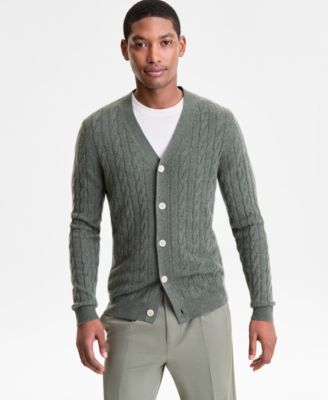Club Room - Men's Regular-Fit Cable-Knit Cashmere Cardigan