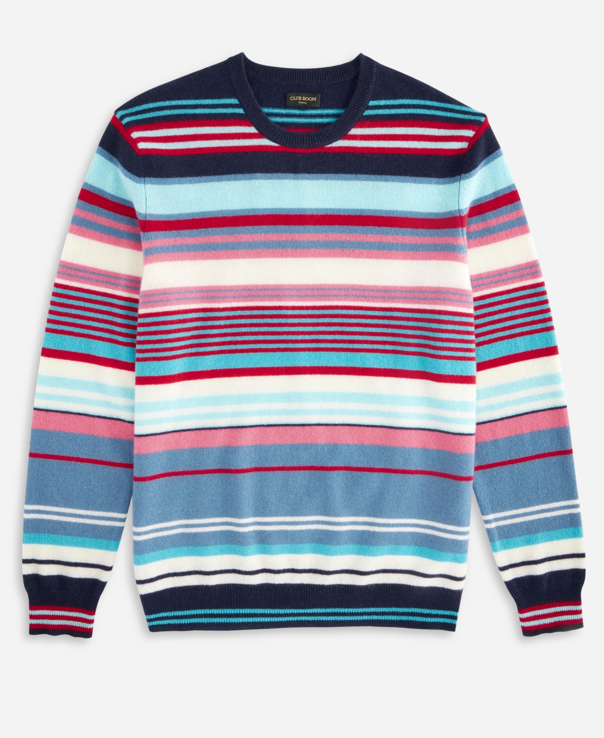Club Room Men's 100% Cashmere Stripe Crewneck Sweater, Macy's Exclusive In Blue