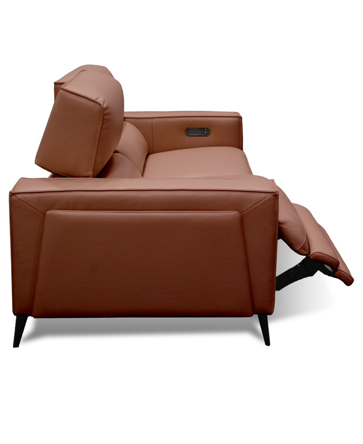 Macy's Neiwert 2-pc. Leather Sofa Sectional With 2 Power Recliners In Brown