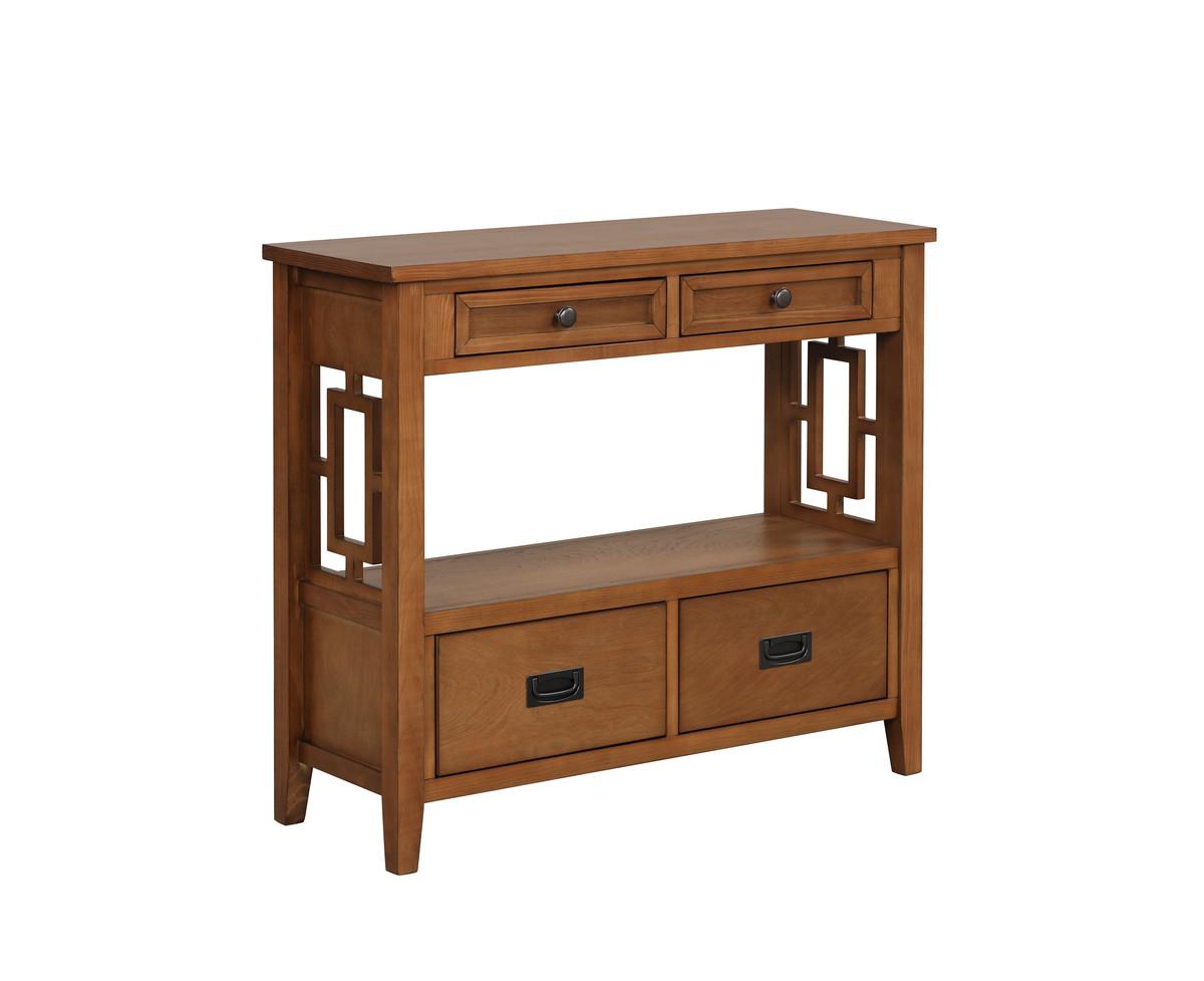 Casainc 36" Kitchen Cabinet Pine Wood Console Table with 4 Drawers & 1 Storage Shelf - Walnut