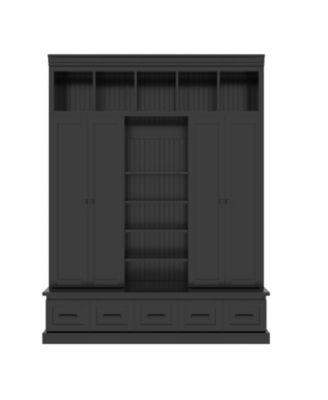 Hall Tree Bench with Cubbies Doors Drawers &amp; Shelves