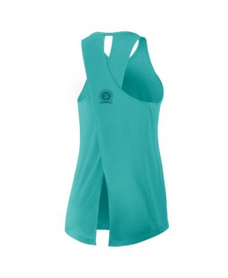 Women's Aqua Miami Dolphins Glory Crisscross Performance Tank Top