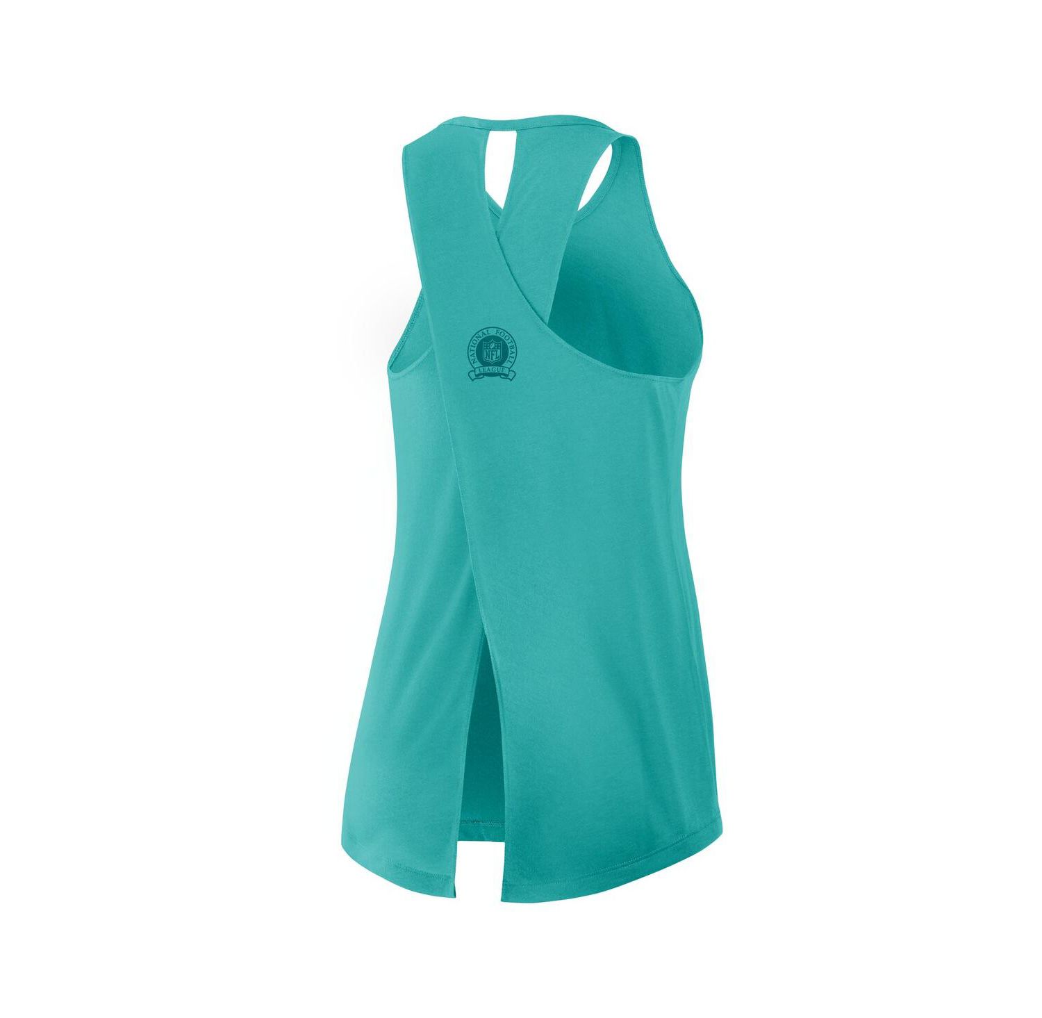 Women's Aqua Miami Dolphins Glory Crisscross Performance Tank Top