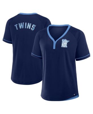 Fanatics - Women's Navy Minnesota Twins Cooperstown Collection League Diva Raglan V-Neck T-Shirt