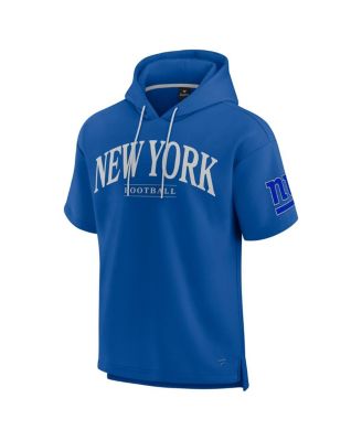Men's and Women's Royal New York Giants Elements Ready Short Sleeve Pullover Hoodie