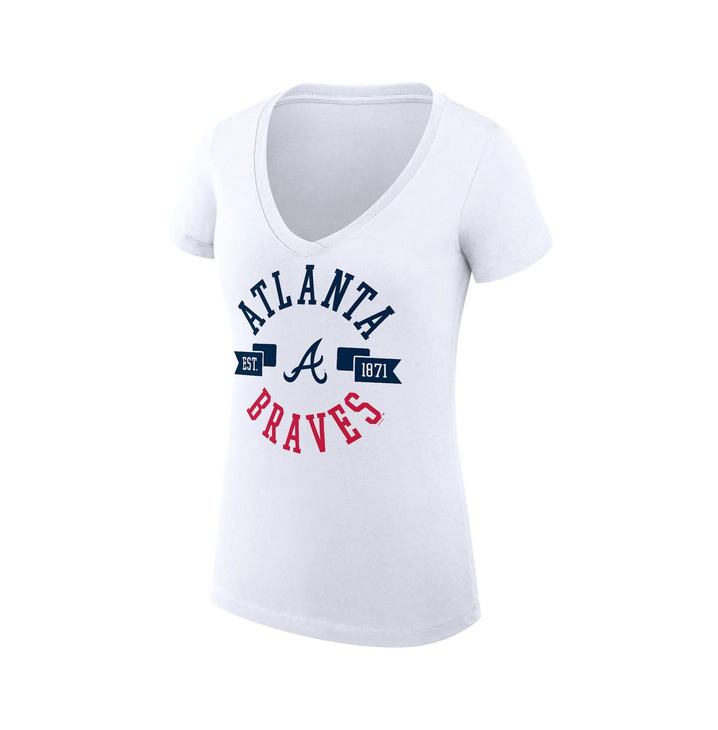 Женская футболка G-III 4Her by Carl Banks White Atlanta Braves City Graphic V-Neck Fitted — фото 3