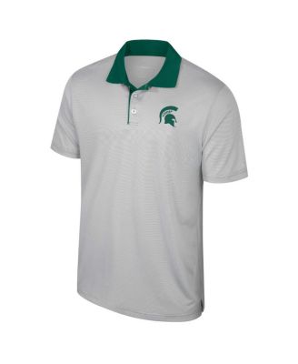 Men's Gray Michigan State Spartans Big Tall Tuck Striped Polo Shirt
