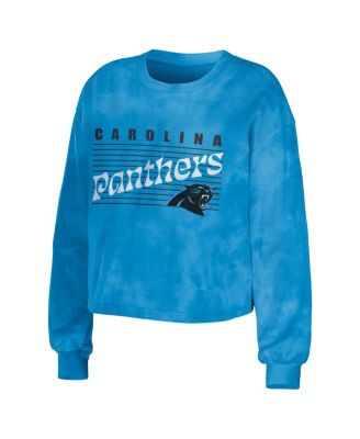 Women's 2-Piece Blue Carolina Panthers Tie-Dye Cropped Pullover Sweatshirt and Shorts Lounge Set