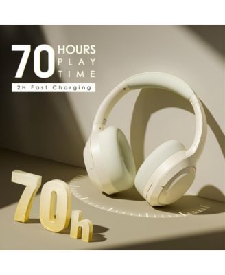 Beige Over-Ear Bluetooth Headphones with Noise Cancellation