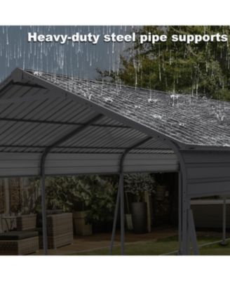 Metal Carport 13x26.5 FT Heavy Duty Galvanized Steel Roof Gray