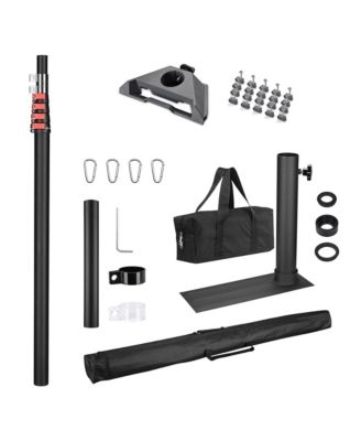 EZ GO 14ft Telescopic Flag Pole Kit with Starlink Mini Pipe Adapter & Tire Mount Base for Outdoor Tailgate Party, Sliver